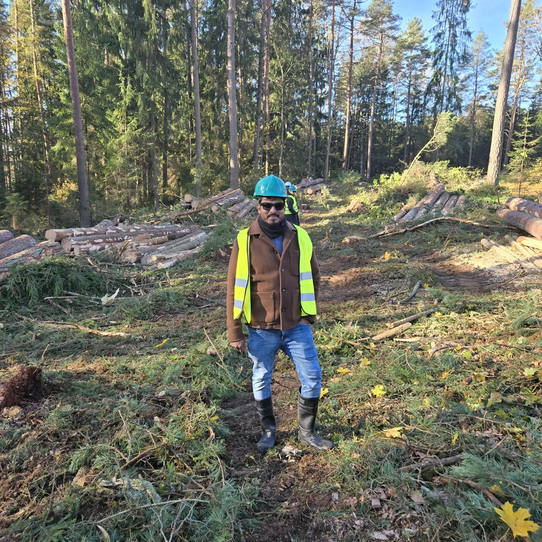 Rashin Hassan on site in safety gear during field operations