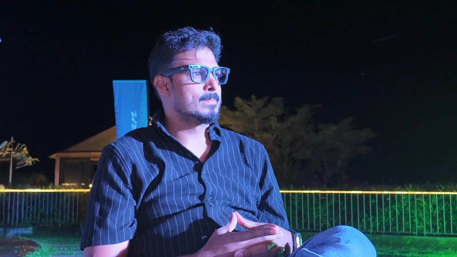 Rashin Hassan in a reflective evening moment, away from the floor